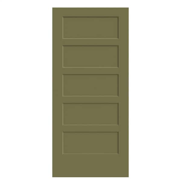 Masonite 36 in. x 80 in. 5-Panel Bayshore Single Bore Solid Core Truly Olive Molded Composite Interior Door Slab