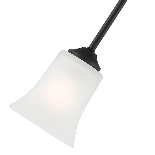 Designers Fountain - Bronson 60-Watt 1-Light Matte Black Transitional Mini Pendant Light with Frosted Glass Shade and No Bulbs Included