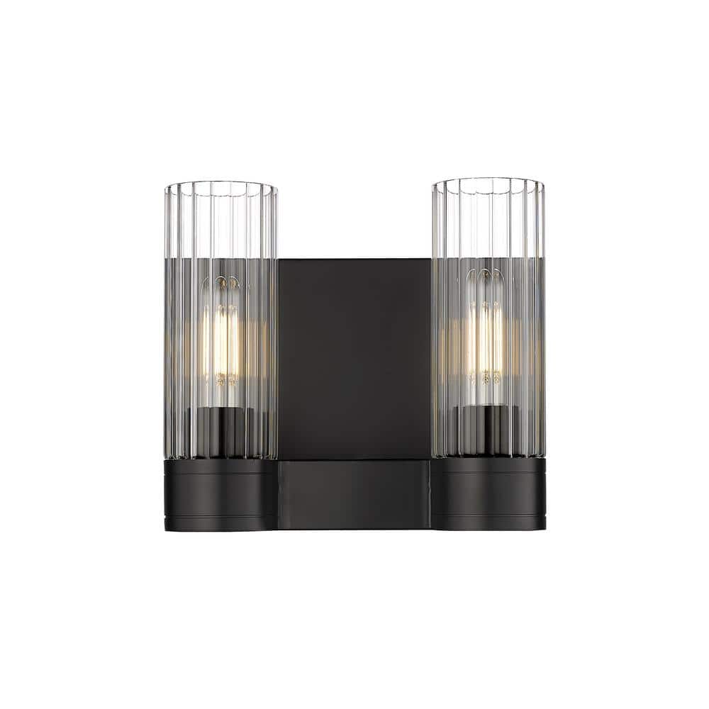 Empire 10.5 in. 2-Light Matte Black Wall Sconce with Glass Shade price history on PriceWatchPro