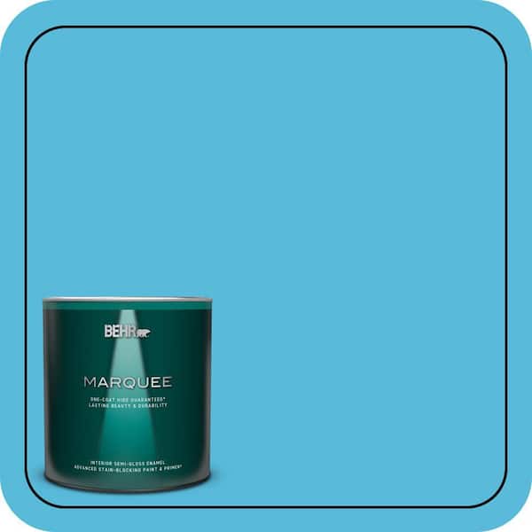 BEHR MARQUEE 1 qt. #530B-5 Azurean Semi-Gloss Enamel Interior Paint & Primer