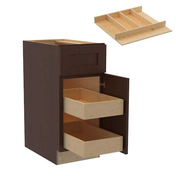 Home Decorators Collection Newport 15 in. W x 24 in. D x 34.5 in. H Assembled Plywood Base Kitchen Cabinet in Manganite with 2ROT Utility RH