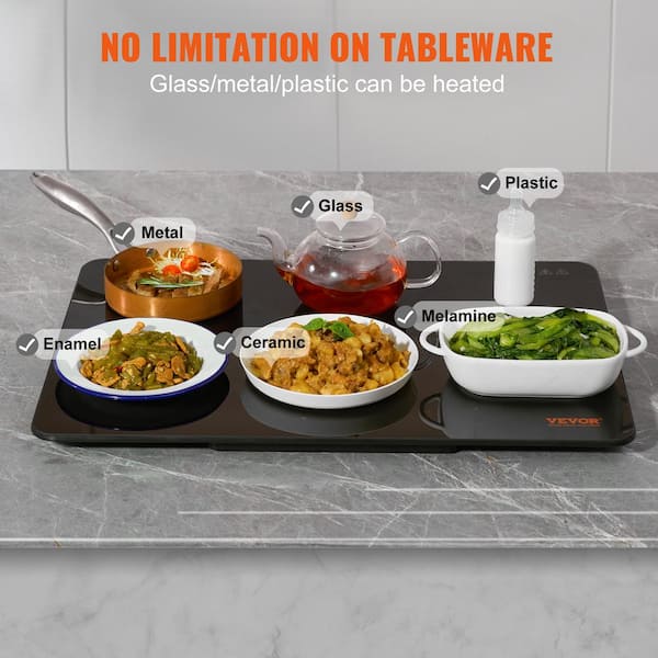 VEVOR Electric Warming Tray, 16.5 x 23.6 Portable Tempered Glass
