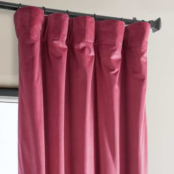 Exclusive Fabrics & Furnishings Dark Pink Heritage Plush Velvet Rod Pocket  Room Darkening Curtain - 50 in. W x 84 in. L (1 Panel) VPYC-225631-84 - The  Home Depot