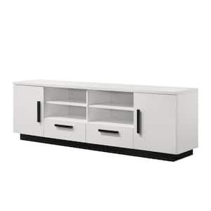 White and Black TV Stand Fits TVs up to 65.5 to 70.5 in. with 4-Shelves, 2-Drawers and 2 Cabinets