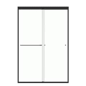 48 in. W x 72 in. H Sliding Framed Shower Door in Matte Black Finish with Clear Glass