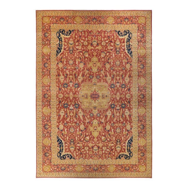 Mogul Orange 12 ft. x 18 ft. Oriental Wool Indoor Area Rug