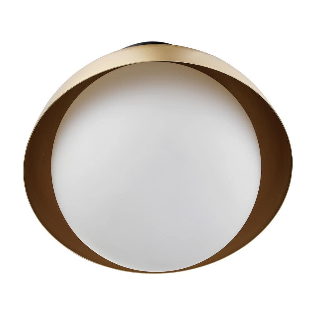 Oswald Matte Brass & Black 10" Globe Ceiling Light with Frosted Glass