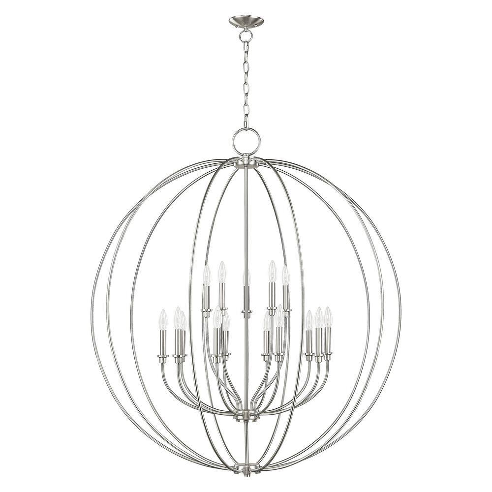 Elegant Brushed Nickel 15-Light Candelabra Chandelier