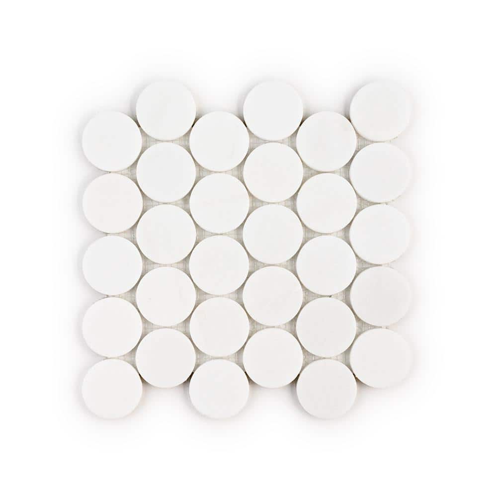 Olympus Round Thassos White 11 in. x 11 in. Penny Polished Marble Wall and Floor Mosaic Tile (8.98 sq. ft./Case) price history on PriceWatchPro