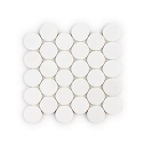 Olympus Round Thassos White 11 in. x 11 in. Penny Polished Marble Wall and Floor Mosaic Tile (8.98 sq. ft./Case)