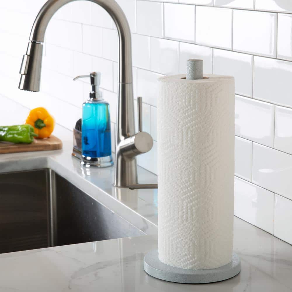 Paper Towel Holder Countertop, Standing Waterproof Stainless Steel Paper  Towel Stand with Stone Weighted Base, One Handed Tear Paper Towel Roll  Holder