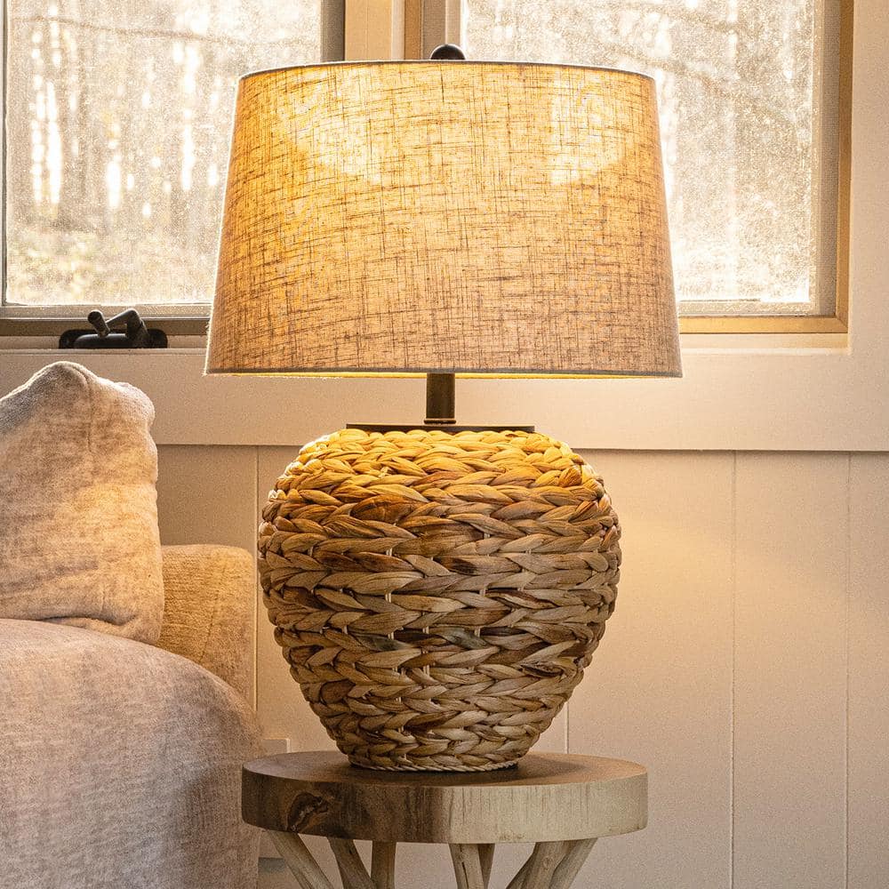 Coastal Cottage 24.5" White Painted LED Table Lamp with Linen Shade