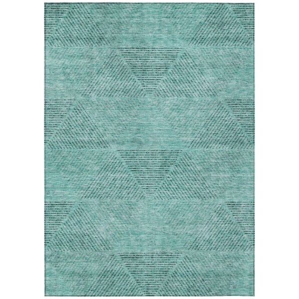 Chantille Machine Washable Indoor/Outdoor Abstract ACN777 Teal 2 ft. 6 in. x 3 ft. 10 in. Area Rug