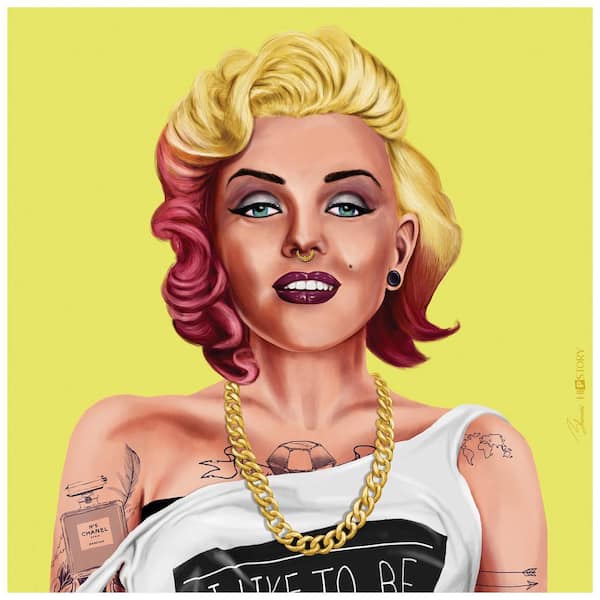 Empire Art Direct "Hip Marilyn Monroe" Multi-Color Free Floating Reverse Unframed Printed Tempered Art Glass Wall Art 24 in. x 24 in.
