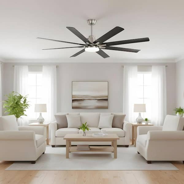 66 in. Integrated LED Indoor Nickel Ceiling Fan with Light Kit, Alexa/Google Home Compatible
