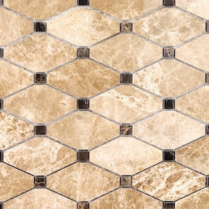 Diapson Light Emperador and Dark Emperador 11.87 in. x 13 in. Polished Marble Mosaic Tile (1.07 sq. ft./Sheet)