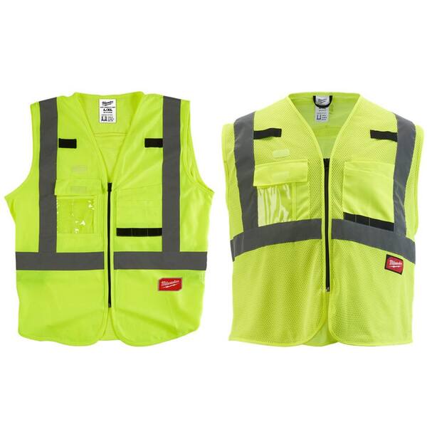 Milwaukee High-Vis Yellow Mesh Safety Vest - Class 2, L/XL, Lightweight & Breathable For Job Sites