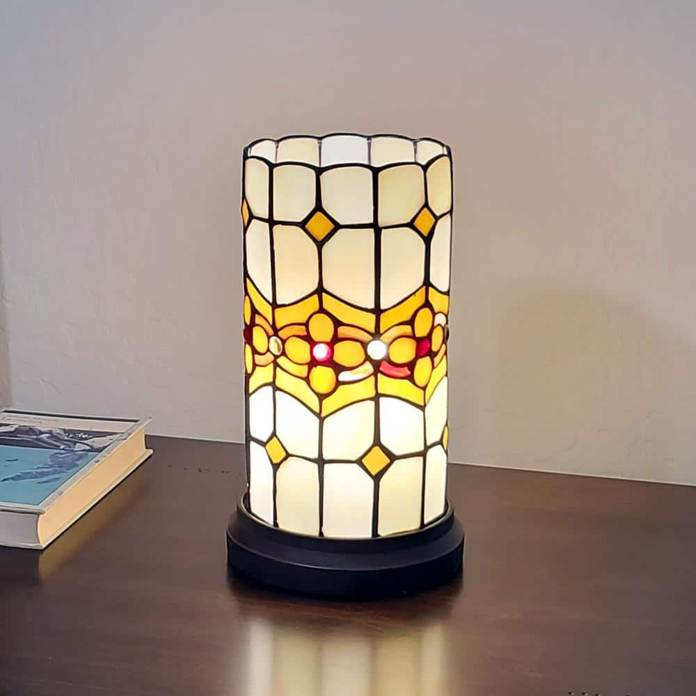 Amora Lighting 10 in. Tall Tiffany Style Floral Mini Table Lamp