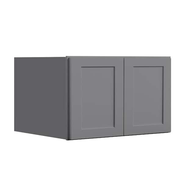 36 in. W x 24 in. D x 24 in. H in Shaker Grey Plywood Ready to Assemble Kitchen Wall Cabinets with 2 Doors