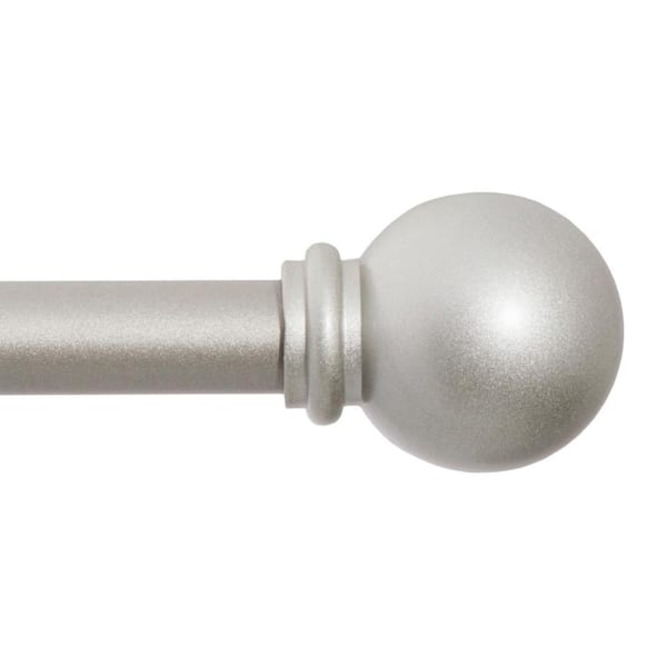 Kenney Chelsea 48 in. - 86 in. Adjustable Single Curtain Rod 5/8 in. Diameter in Brushed Nickel with Ball Finials