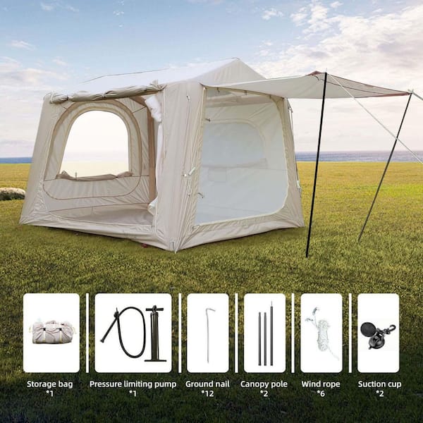 8.2 ft. x 9.8 ft. Beige Pop-Up Canopy Inflatable Tent, SUV Tent