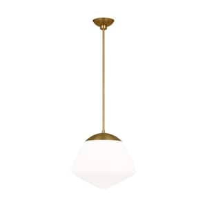 Milne Small 1-Light Burnished Brass Modern Pendant Light with White Milk Glass Shade