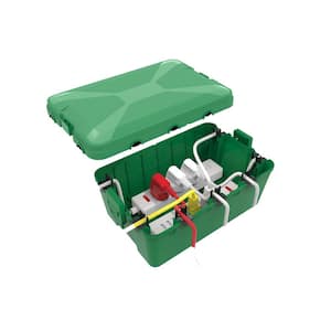 12.6 in. x 8.3 x 5.2 in. Green Large Outdoor Electrical Box Waterproof IP54 Extension Cord Cover with 7 Cable Seal Entry