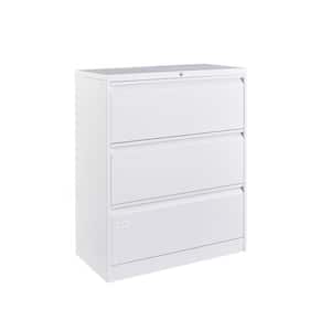 3-Tier Metal Storage Cabinet Locker with 3 Drawers in White