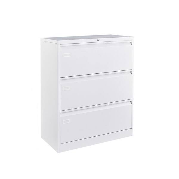 Tidoin 3-Tier Metal Storage Cabinet Locker with 3 Drawers in White