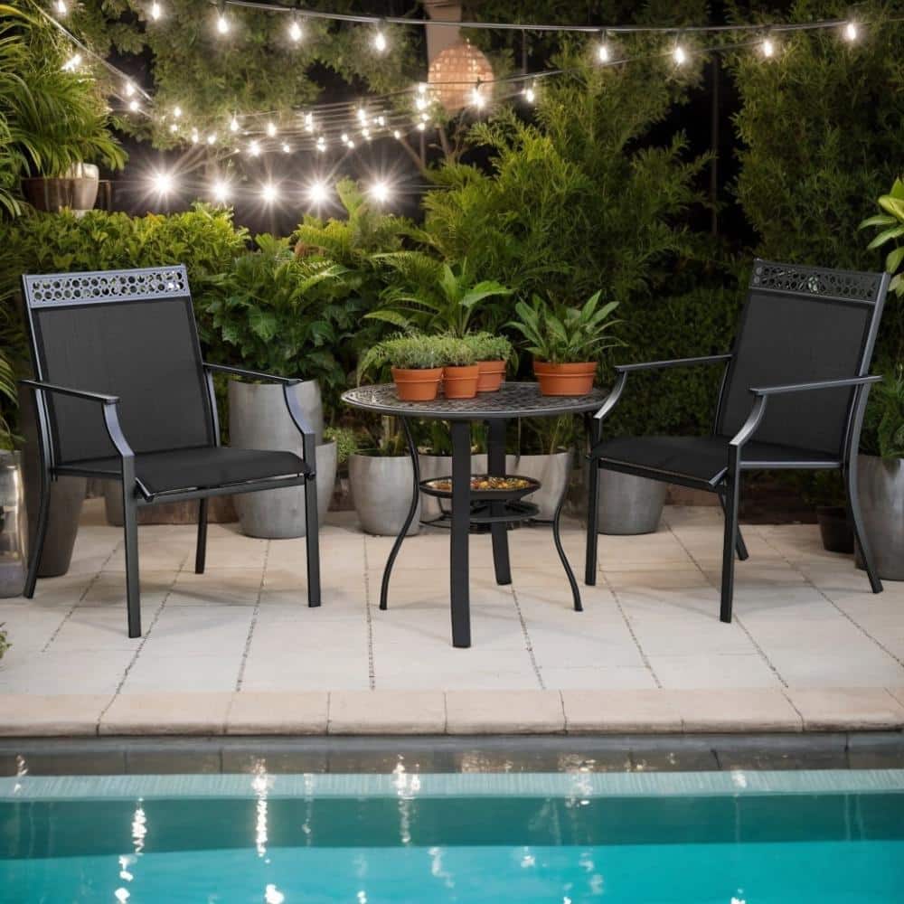 2 Black All-Weather Patio Chairs With Breathable Durable Fabric price history on PriceWatchPro