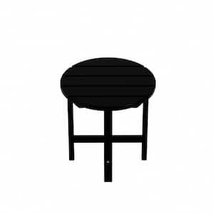 Mason 18 in. Black Poly Plastic Fade Resistant Outdoor Patio Round Adirondack Side Table