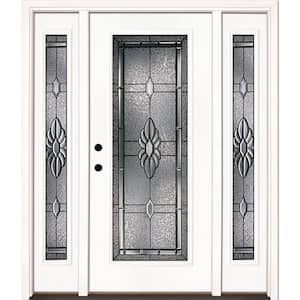 63.5 in. x 81.625 in. Sapphire Patina Full Lite Unfinished Smooth Right-Hand Fiberglass Prehung Front Door w/Sidelites