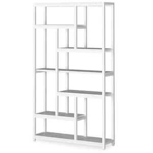 Eulas 79 in. White 10-Shelf Etagere Bookcase with Open Shelves, 7-Tier Extra Tall Bookshelf for Home Office