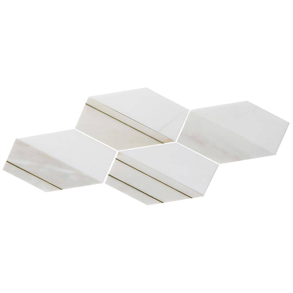 Alloy Bianco 4 in. x 0.39 in. Polished Marble and Brass Wall Mosaic Tile Sample price history on PriceWatchPro