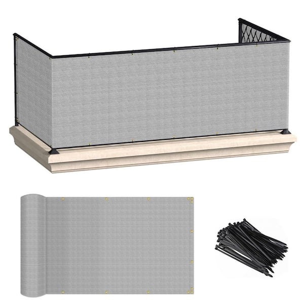 3 ft. x 25 ft. Plastic Balcony Privacy Fence Screen, UV Protection for Decorative, Privacy, Garden, Pool, Gray