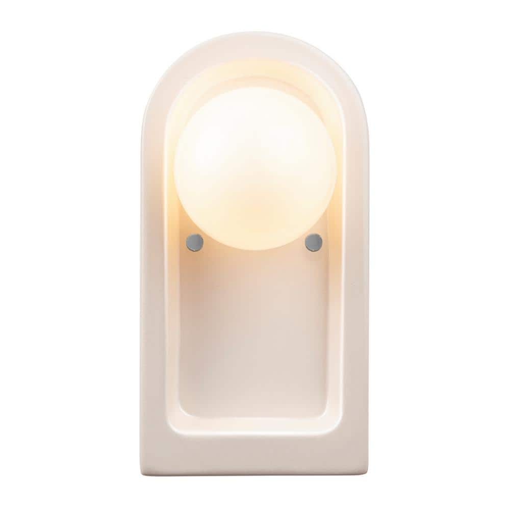 Arcade 9" High Gloss White Ceramic Dimmable Wall Sconce