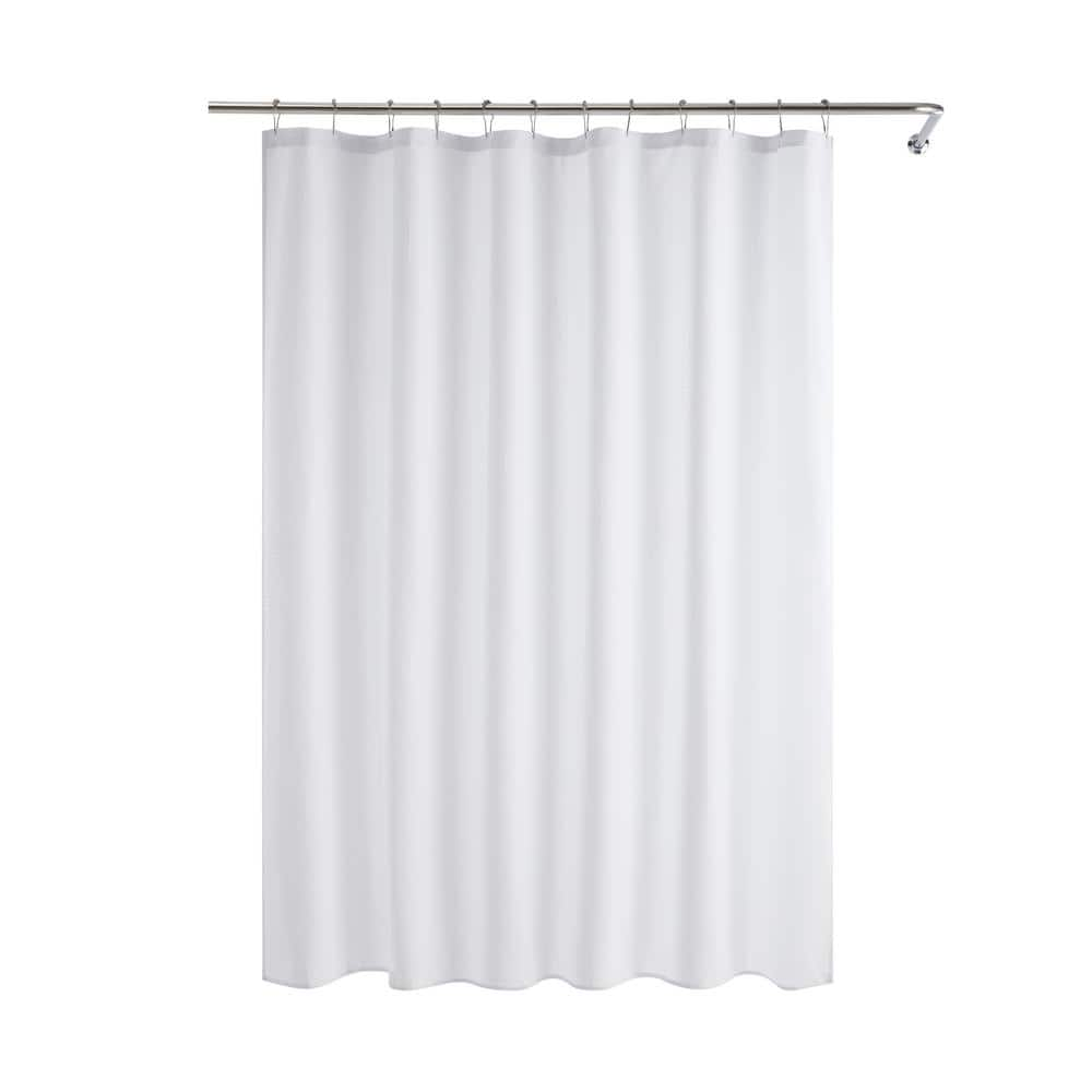 Laura Ashley Kayla 70 in. x 72 in. White Shower Curtain Set LAC015362 ...