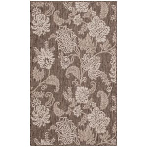 Garden Oasis Mocha 3 ft. x 5 ft. Nature-inspired Contemporary Area Rug