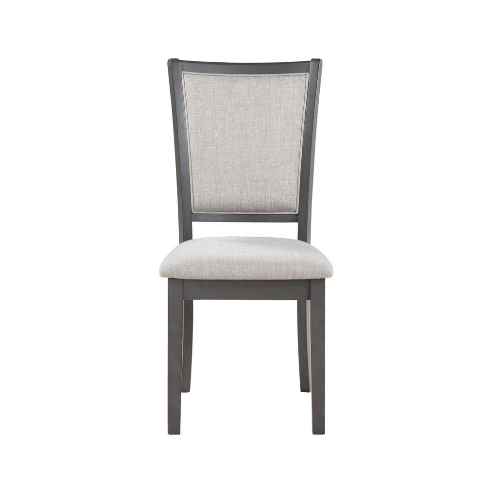 Gray Round Wood Dining Table with 4 Upholstered Chairs