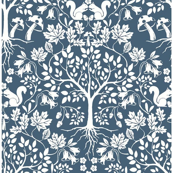 A-Street Prints Leo 20.5 in. x 33 ft. Navy Tree Wallpaper