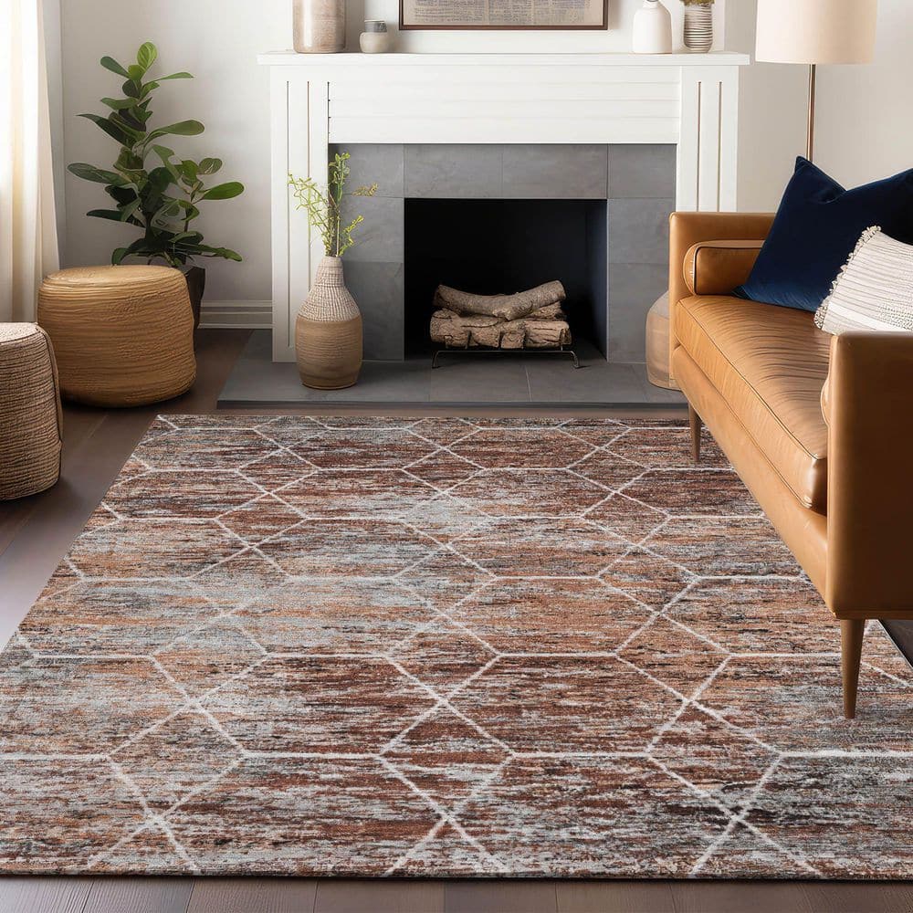 Chantille Machine Washable Indoor/Outdoor Abstract ACN1724 Paprika 5 ft. x 7 ft. 6 in. Area Rug price history on PriceWatchPro
