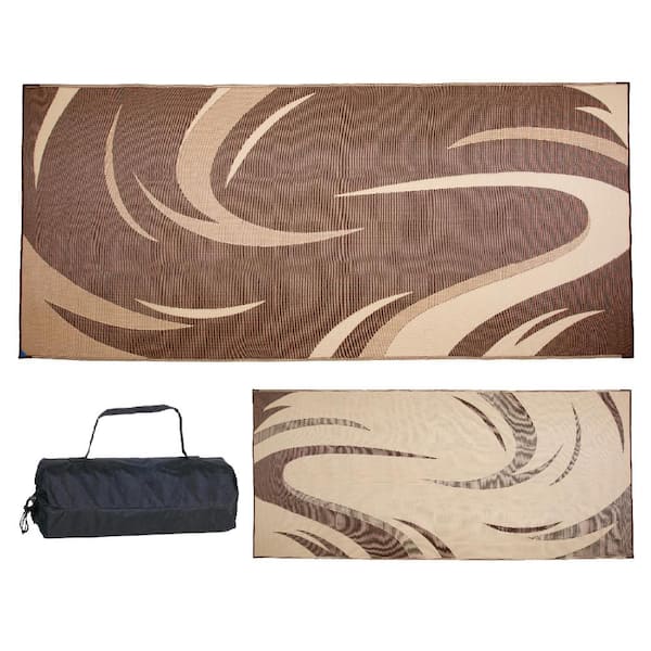 Stylish Camping 8 ft. x 18 ft. Swish Brown/Tan Reversible Mat