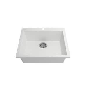 Hyperion 24 in. Drop-In/Undermount Single Bowl Matte White Granite Composite Kitchen Sink