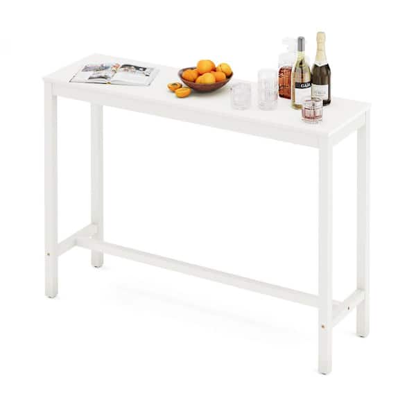 cozyman 53 in. White Standard Rectangle Solid Acacia Wood Console Table Entryway Table Narrow Hall Table Sofa Table