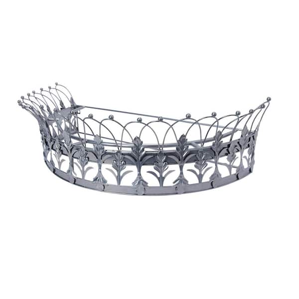 Storied Home Silver Decorative Metal Curtain or Canopy Crown