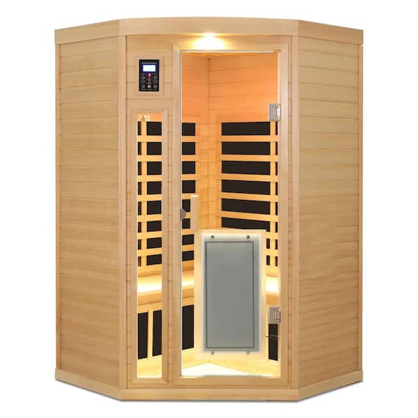 Hemlock 2-Person Far Infrared Sauna with 8-Heating Panels, LCD display, Touch Control, Bluetooth Audio, and LED Lighting