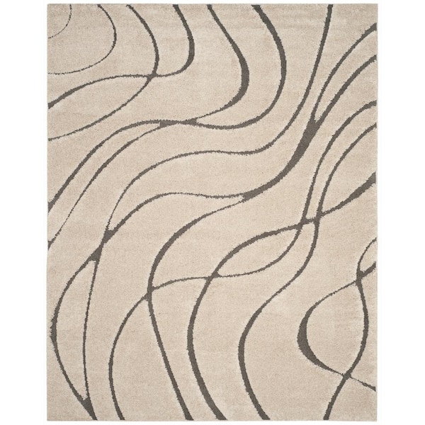 SAFAVIEH Florida Shag Cream/Gray 8 ft. x 10 ft. Solid Area Rug