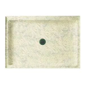 Swanstone 48 in. L x 32 in. W Alcove Shower Pan Base with Center Drain in Mountain Haze