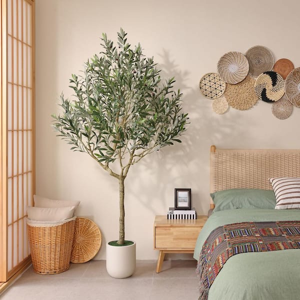 432★tree houseモルタル雑貨　（お任せ植物付き）475 DR.Planzen 7ft.Artificial Olive Tree Tall Faux Silk Plant for Home