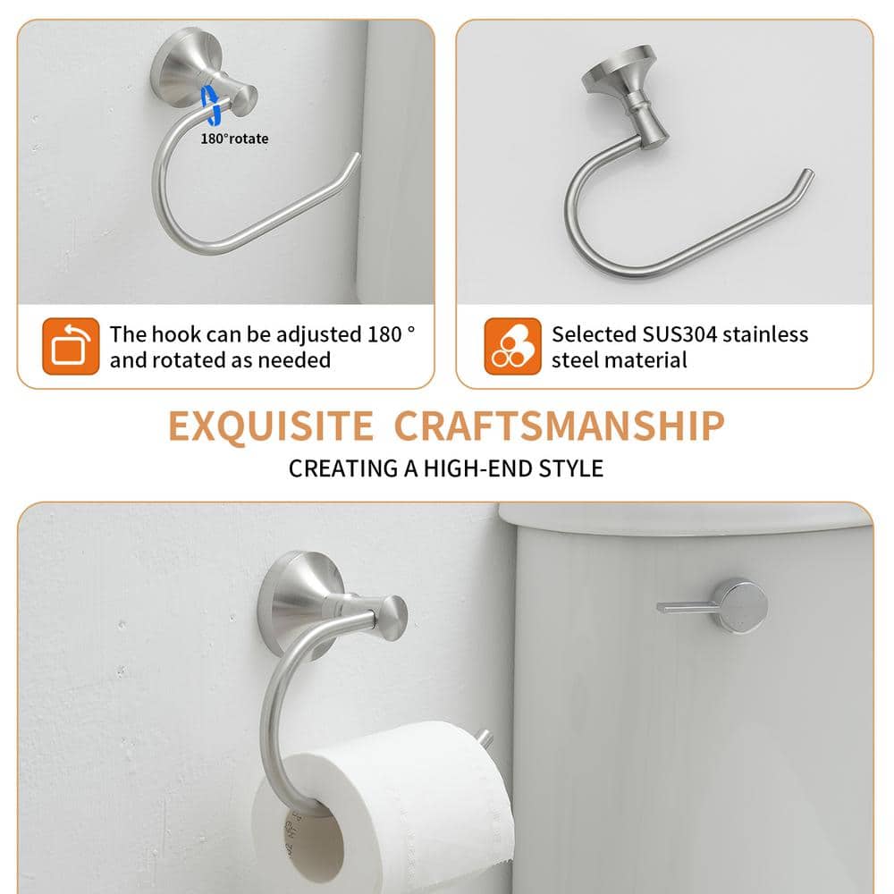 Brushed Nickel Wall Mounted Round Toilet Paper Holder